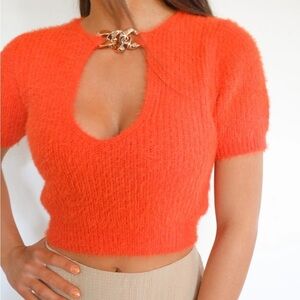 Yellow the Label Tyler Chain Soft Top Sweater Orange